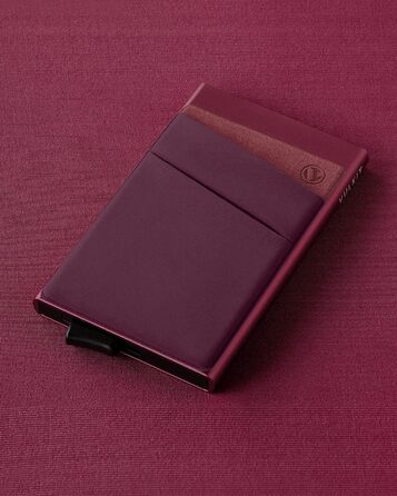 Чоловіче картхолдер VULKIT з RFID NFC захистом та відділенням для грошей - компактний картхолдер для 5-7 карток та банкнот (вишневий)