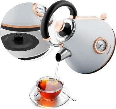 Елегантний електрочайник Berdsen BD-701 з термометром, 1.7L (сірий)