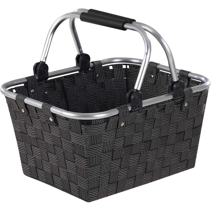 Корзина для покупок з ручками, 40 x 19,5 x 30 см, чорна, пластикова. Ідеально для покупок та зберігання.