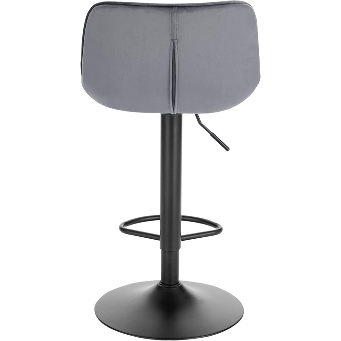 EUGAD Adjustable Bar Stools 2-Pack - 360° Swivel, Backrest, Footrest, Velvet Upholstery, Metal Frame - Dark Grey