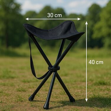 Складаний табурет для кемпінгу 550г, ультралегкий, 3-ногий, висота 40см, сідушка 30см, до 100кг, для фестивалів, виставок, піших прогулянок