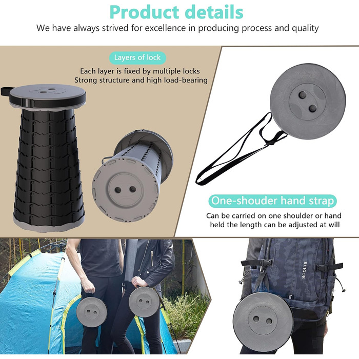 Складаний туристичний стілець-табурет, сірий. Максимальне навантаження 200 кг. Ідеально для кемпінгу, риболовлі, пікніків та подорожей. З сумкою для перенесення.