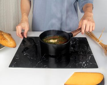 Скляна дошка для нарізання 40x30 см - гігієнічна, стійка до високих температур, подряпин та ковзання - чорний дизайн під мармур