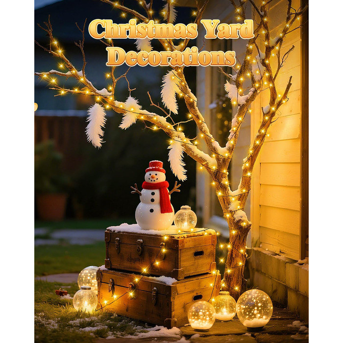 Гірлянда на Хелловін для вулиці, 300 LED, з функцією пам'яті та таймером, 8 режимів освітлення, вологостійка, 50 метрів, тепле світло