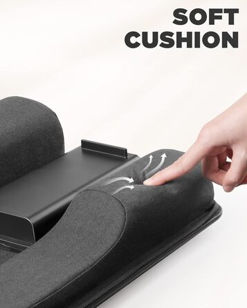 Підставка для ноутбука SAIJI з підставкою для зап'ястя та відділенням для телефону, для роботи в ліжку/на дивані, чорна