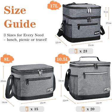 Ланчбокс Kato Tirrinia з ізоляцією для чоловіків, 10.5L: термосумка, сумка для пікніка, для роботи, фітнесу, школи