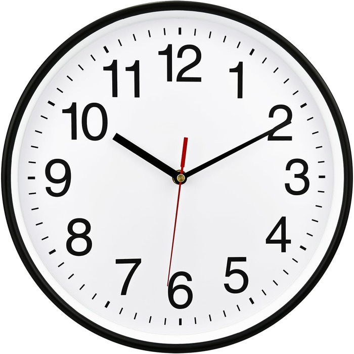 Plumeet Extra Large Silent Wall Clock, 40.6cm Soundless Non-Ticking Quality Black Quartz Wall Clock Decorative Apartment/Kitchen/Office/School Clock, Easy to Read (White)