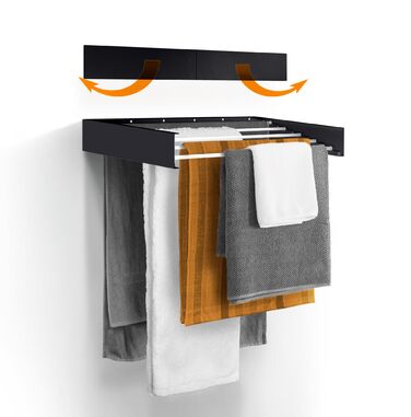 Настінна сушарка для білизни, розсувна, чорна, 70 см