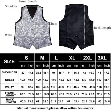 Набір DiBanGu з шовку: жилет та краватка з візерунком пає, 6 шт. срібного кольору (для весілля, свят)