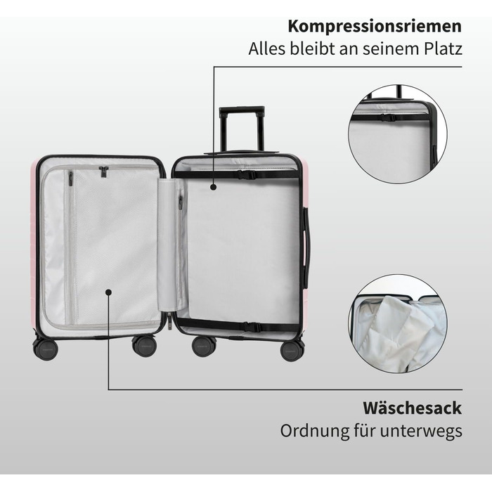 Валіза ETERNITIVE з полікарбонату та ABS: легка, з колесами 360°, з TSA-замком, для ручної поклажі (оливковий, рожевий, набір 2 шт. S+M)