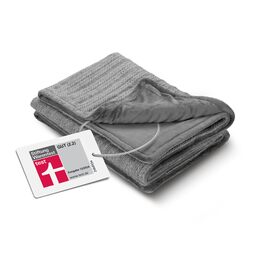 Електрична ковдра Medisana HB 680 Kuschelheizdecke з в'язаним візерунком, функцією автоматичного вимкнення, що стирається, сірого кольору, 3 температурні режими, розмір 160 x 120 см, двоколірна, з ефектом реверсу