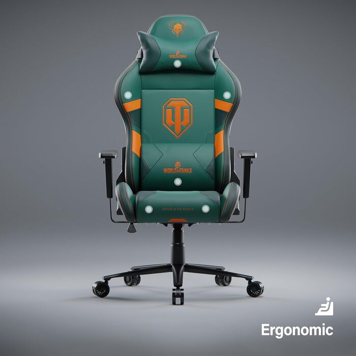 Ігрове крісло Diablo X-One 2.0 World of Tanks, ергономічне, регульовані підлокітники, подушки для шиї та попереку, розмір L, офісне крісло