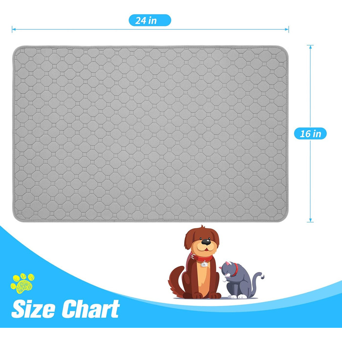 Водонепроникний килимок для годування собак BINGPET, набір 2 шт., з антиковзким покриттям, для собак та котів, з піднятим краєм, поглинаючий, миючий, сірий (60 x 90 см), коричневий (60*90 см), сірий (40,6*61 см)