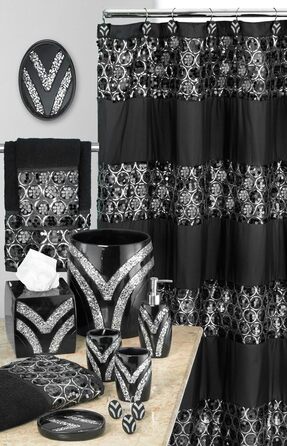 Набір аксесуарів для ванної кімнати Zahari Home Sinatra: мильниця, дозатор мила, стакан, тримач для зубних щіток, чорний, з мозаїкою, 4 шт.