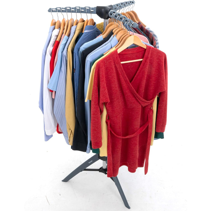 Tatkraft Art Moon Palm - Clothes Rack, Stable, Folding, Ironing Clothes Rack, Capacity 30 kg or 42 Clothes Hangers, Stainless Steel, Compact Foldable, (Grey)
