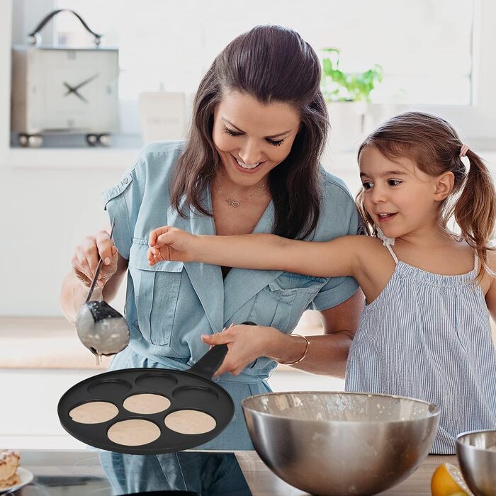 Млинцева сковорода Joeji's Kitchen на 7 млинців, антипригарна, алюмінієва, 26,5 см, для індукції, універсальна для панкейків, яєць та млинців