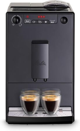 Melitta Solo - Fully automatic coffee machine with adjustable spout, small coffee machine with removable water tank, suitable for e.g. espresso or café crème, pure black Pure Black Single