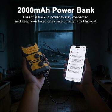 Радіо Kurbelradio 2026 з ручним заводом, аварійне радіо 2000mAh з SOS-сигналом та LED-ліхтариком, портативне динамо-радіо AM/FM для кемпінгу, туризму, виживання - помаранчеве