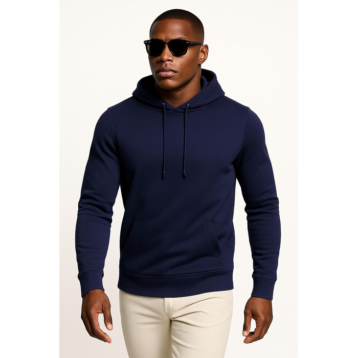 Чоловіча толстовка Leif Nelson Slim Fit з капюшоном, довгим рукавом, темно-синього кольору для спорту та повсякденного носіння