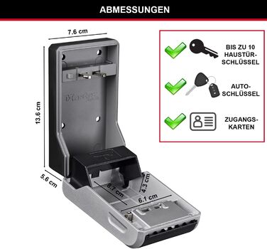 Master Lock Wall Mounted Key Safe - Outdoor Key Storage Box - 11.9 x 8.5 x 3.6 cm