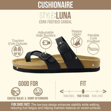 Сандалі шльопанці жіночі CUSHIONAIRE Luna чорні 35.5 EU
