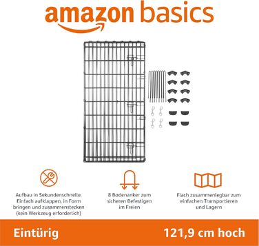Amazon Basics Octagon, Square, and Rectangle Dog Playpen - Foldable Metal Crate with Door - 152.4 x 152.4 x 122 cm