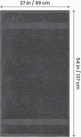 Набір банних рушників Utopia (4 шт.), 100% бавовна, 69x137 см, сірі — м'які та гігроскопічні рушники для душу з петлею для підвішування