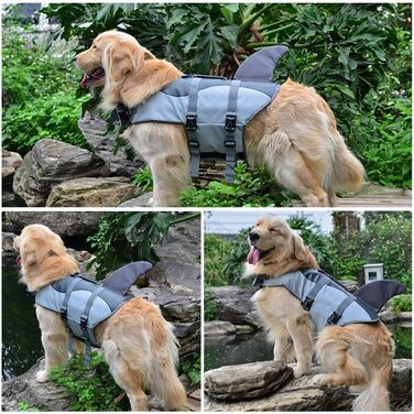 Aokay Pet Dog Swimming Vest Life Jacket Bathing Suit (M, Grey)