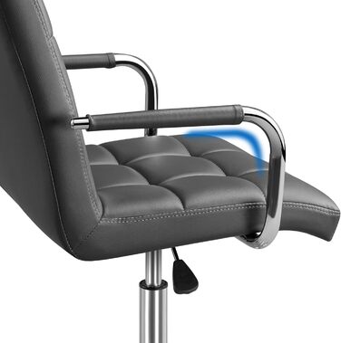 Офісне крісло Yaheetech з підлокітниками, регульоване по висоті, штучна шкіра, сірий