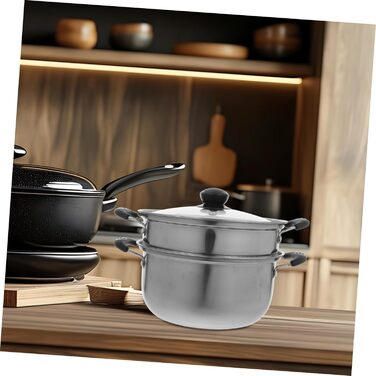 Нержавіюча каструля для приготування супу з товстим дном та вставкою для приготування на пару, сумісна з газовими та електричними плитами