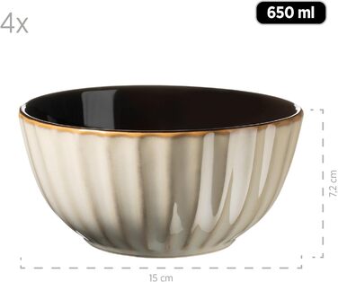 MÄSER Confino Dinnerware Set - 20 Piece Ceramic Tableware Set for 4 - Beige & Black Vintage Style Stoneware