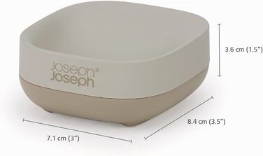 Тримач для мила Joseph Joseph Bathroom Slim компактна мильниця з антиковзаючим дном, біло-сталевий (бежевий)
