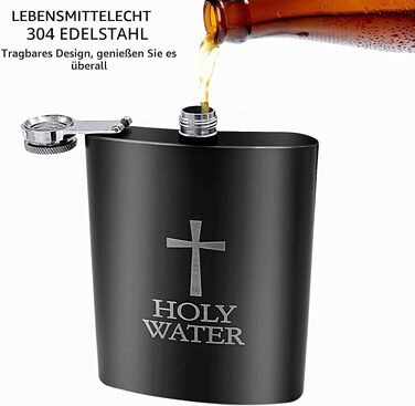 Подарунковий набір фляга з нержавіючої сталі Wieat 8oz з гравіюванням Holy Water, комплект з лійкою та 2 чарками для чоловіків та жінок