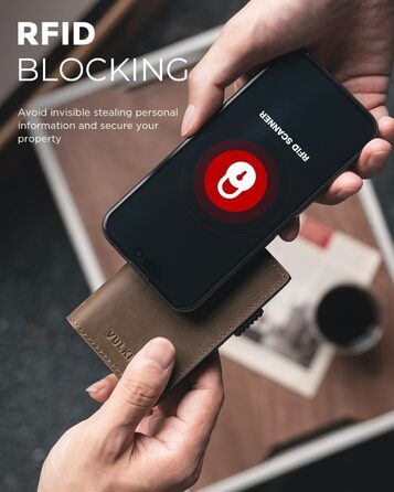VULKIT Картхолдер Pop-Up RFID Захист Шкіряний Гаманець для 11 Карт та Грошей Crazy Horse Espresso