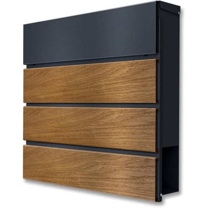 Поштовий ящик Metzler Anton вуличний з газетницею, антрацит. Сучасний дизайн, імітація дерева, з гравіюванням таблички з ім'ям.