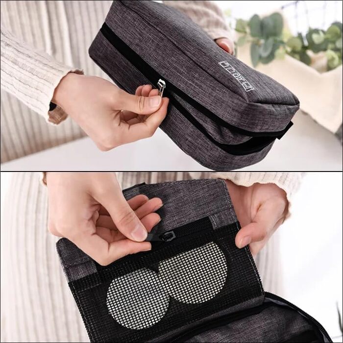 Чоловіча сумка-органайзер для туалетних аксесуарів, чорна. Складана водонепроникна дорожня сумка-органайзер з гачком