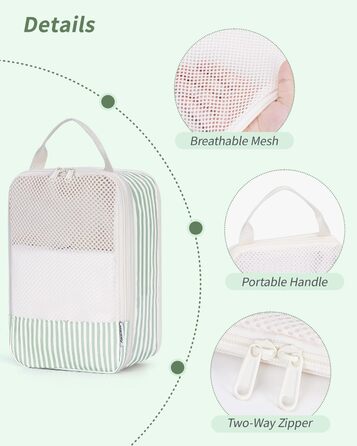 Органайзер для валізи Narwey (6 шт.) - Набір кубів для пакування, компресійні мішки, аксесуари для подорожей (комбінований, зелений)