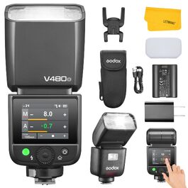 Спалах Godox V480-S для Sony: TTL, HSS 1/8000, GN50, сенсорний екран, Li-ion акумулятор, бездротовий 2.4G