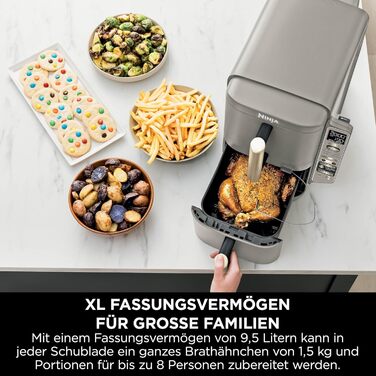 Ninja Foodi FlexDrawer AF500EUSD - Аерофритюрниця з двома зонами 10.4 л, MegaZone, антипригарне покриття, колір - золотий