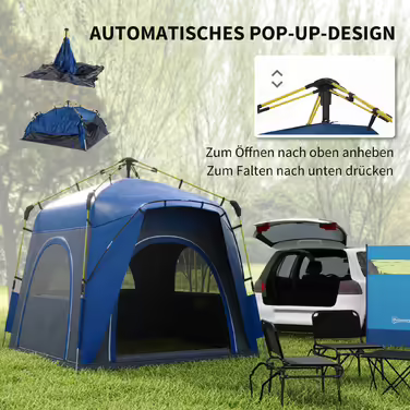 Outsunny Dome Tent for 4 People - Lightweight, Stable, Waterproof, UV 50+ Pop-Up Camping Tent with Hooked Door, Window, and Groundsheet. Family Tent with 1000mm Water Column. Tent for Camping, Travel, Trekking, Garden | Aosom