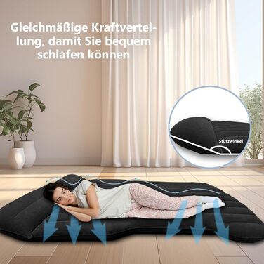 Надувний матрац для авто, SUV, багажник, для кемпінгу та подорожей, чорний