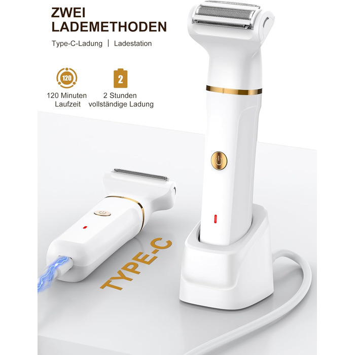 Електричний жіночий тример 3-в-1 для тіла: ноги, руки, зона бікіні. USB, водонепроникний, білий