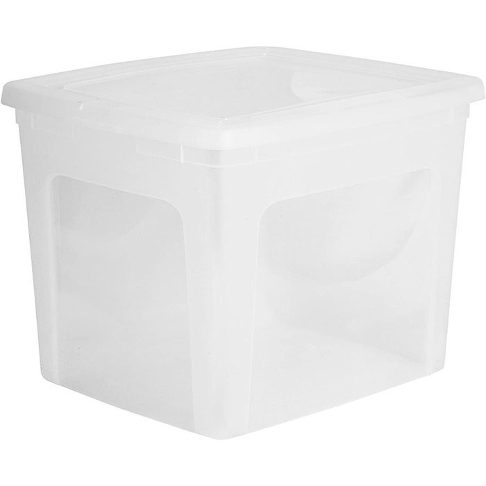 Iris Ohyama Versatile Storage Boxes, 30L, 3-Piece Set, Transparent, Easy-Closing Lid, Stackable, Plastic, For Closet, Shelves, Classroom, Organization, Art Supplies, Shoes, MCB-30