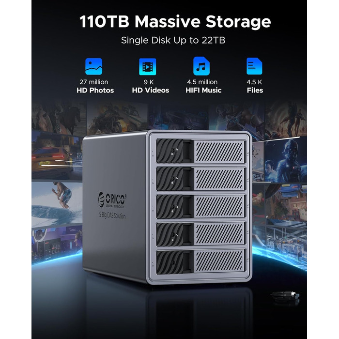 Зовнішній HDD-корпус ORICO 9858U3 для 5 жорстких дисків 3.5