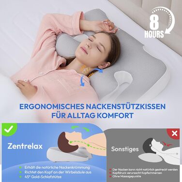 Ортопедична подушка для шиї з memory foam 60x40 см: комфортна та ергономічна подушка для сну на спині, боці та животі з знімним чохлом