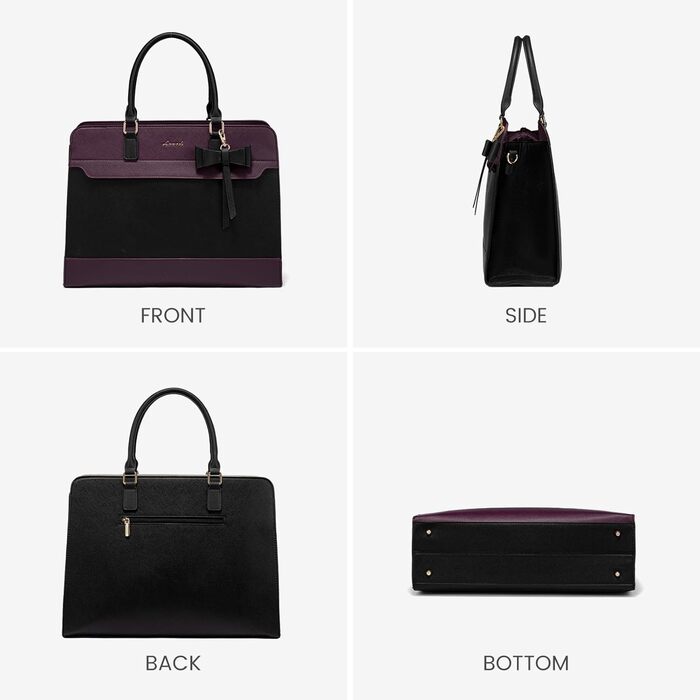 LOVEVOOK Сумка для ноутбука 15.6 дюймів, жіноча, велика, шкіряна, для роботи, навчання, офіційна, універсальна, на плечі, тоут, шкіряна сумка LOVEVOOK Violett-schwarz