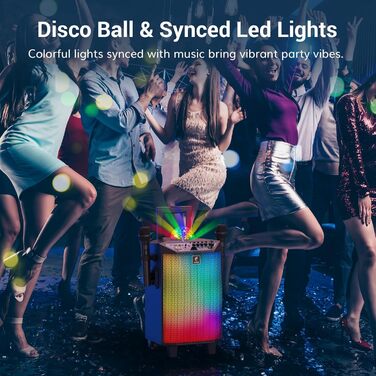 Караоке система TONOR K20 з 2 мікрофонами, Bluetooth, світлодіодна куля, для дому та відпочинку