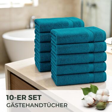 Набір рушників для ванни CELESTA (4 шт. 50x100 см та 10 шт. 30x50 см), 100% бавовна, OEKO-TEX, м'які та гігроскопічні, бірюзові