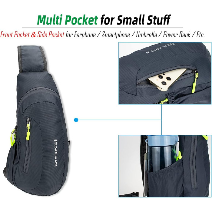 Водонепроникна нагрудна сумка-рюкзак з нейлону Gisdanchz для спорту та подорожей (сіра, 41x21x10 см)