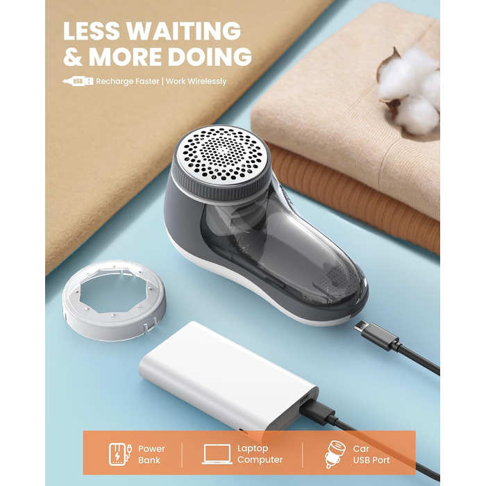 Електричний видалення ворсу POPCHOSE: для одягу, меблів, диванів. 6-лезовий триммер для видалення котушок та ворсу